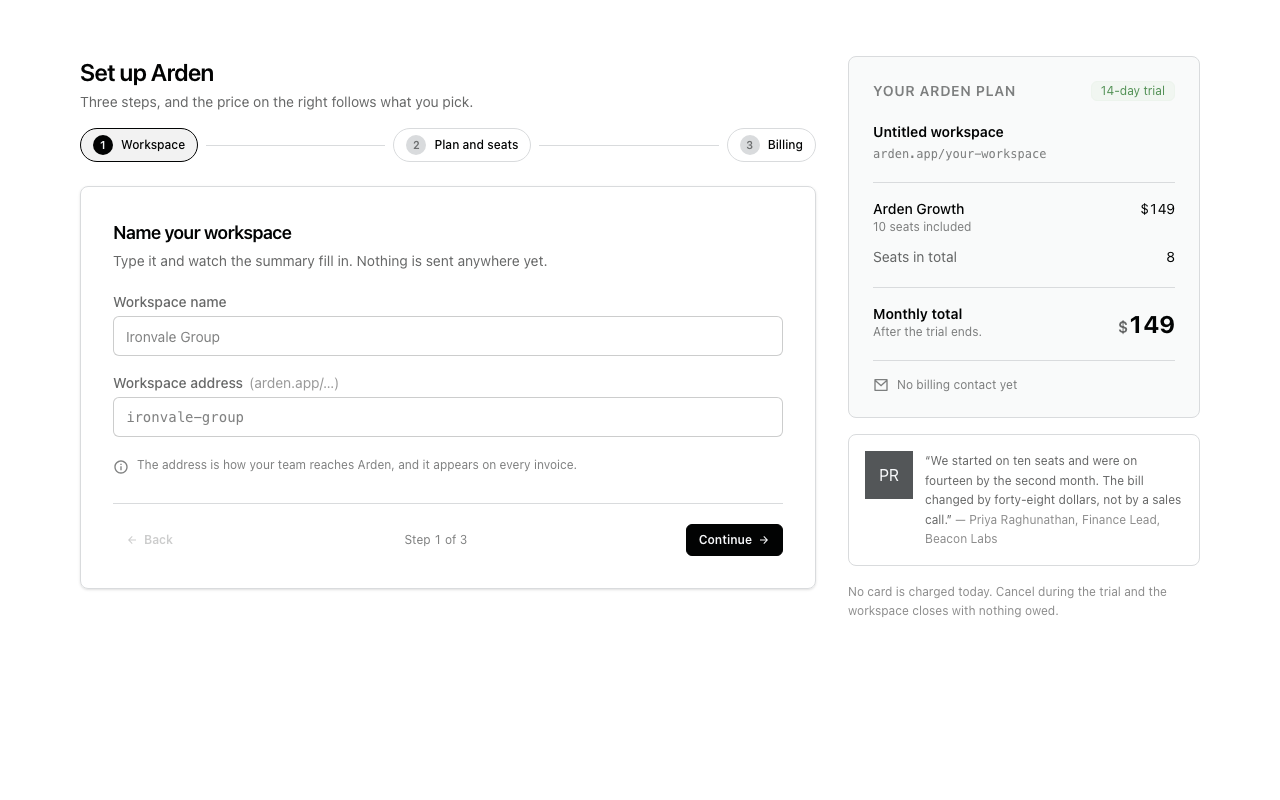 Steps with summary preview